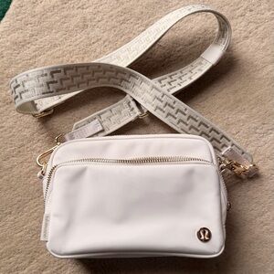 lululemon athletica Cream White Crossbody Bag with Patterned Strap